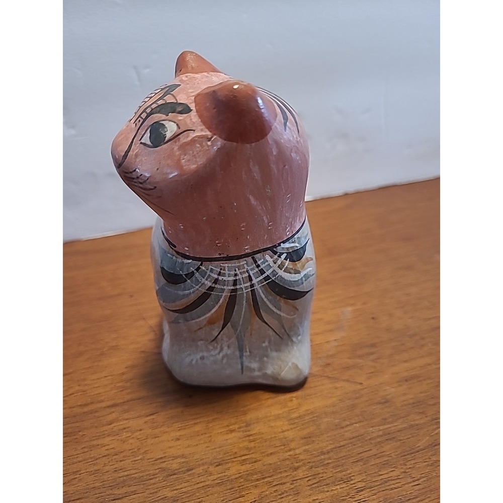 Vintage Mexican Tonala like Cat Ceramic Pottery Folk Art Handpainted 5 inch - Picture 4 of 7